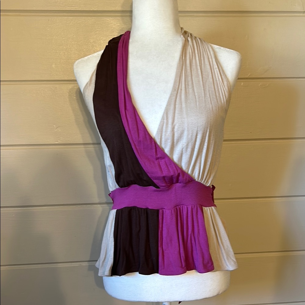 Bebe Colorblock Halter Top – Y2K Style – Size XS – Rare Find